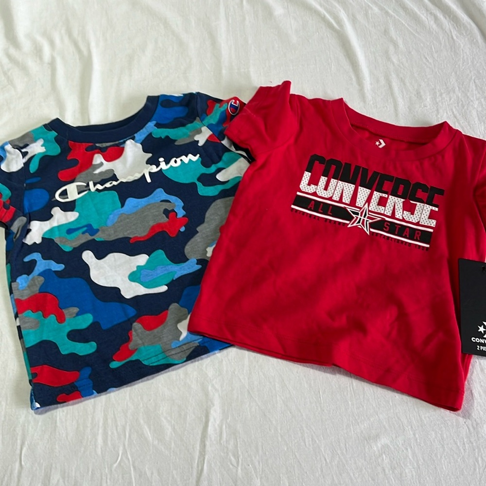 NWT 12M Converse t-shirt, NWOT 12M Champion t-shirt